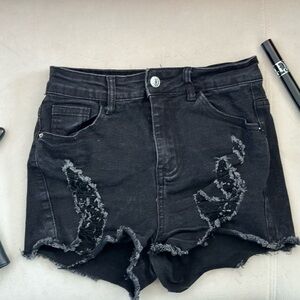 Shein Black Woman Jeans Shorts